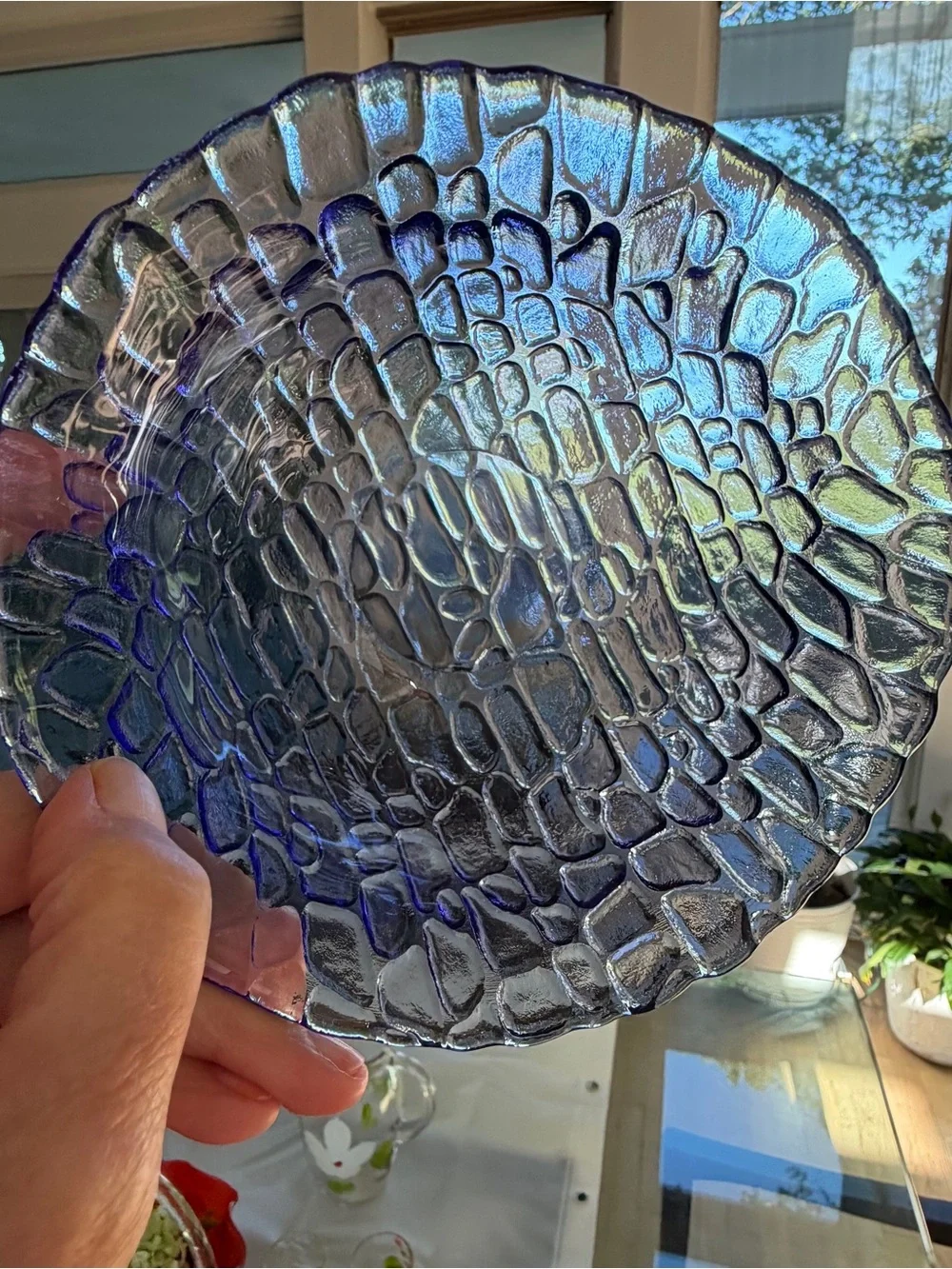 Handblown Textured Decorative Glass Bowl Purple